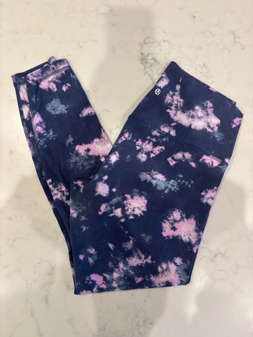 lululemon navy and pink tie-dye high-rise leggings
